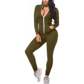 Women's Autumn and Winter New Hot Sale Sports Jumpsuit Yoga Clothes (Color: Army Green, size: M)
