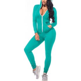 Women's Autumn and Winter New Hot Sale Sports Jumpsuit Yoga Clothes (Color: Mint green, size: XL)