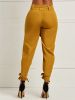 Solid Bowknot Loose Pencil Pants; Mature High Stretch High Waist Pants For Spring & Fall