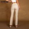 Brown PU Leather Pants For Women High Waist Solid Pocket Brown Women's Pants 2021 Autumn Winter Fashion New Trousers Female